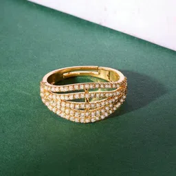 AMI Women Gold-Plated CZ Studded Finger Ring-73