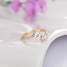 MYKI Gold-Plated CZ-Studded Adjustable Ring-58