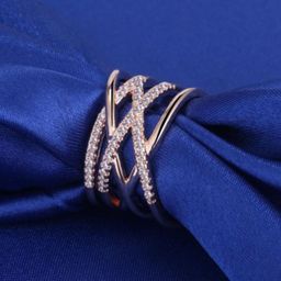 MYKI 92.5 Sterling Silver Rose Gold-Plated CZ-Studded Adjustable Finger Ring-image-46