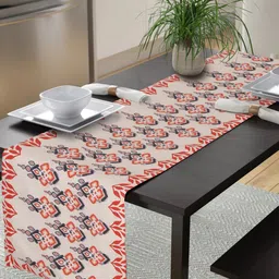 Alina decor Beige & Orange-Colored Printed Table Runner-17