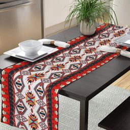 Alina decor Red & White Printed Table Runner-20