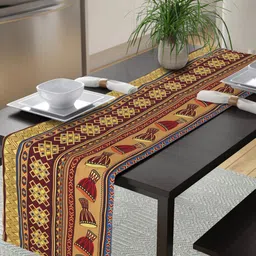Alina decor Yellow & Red Ethnic Motifs Printed Table Runner-41