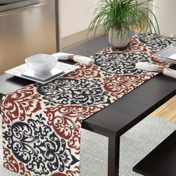 Alina decor White & Red Printed Table Runner-10