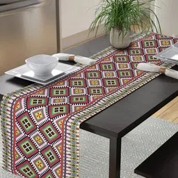 Alina decor Green & Orange Digital Printed Table Runner-4