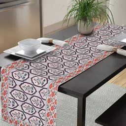 Alina decor Beige & Blue Printed Table Runner-16
