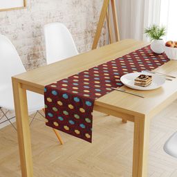 S9home by Seasons Maroon & Green Geometric 6 Seater Table Runner-10