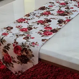 GROKI Red & White Floral Printed Cotton Table Runner-27