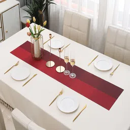 HOKIPO Red Checks Printed Rectangular Table Runner-40