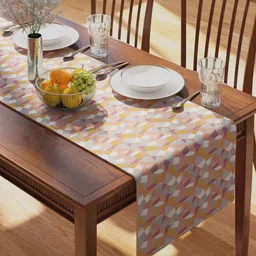 PETAL HOME Multicolour Geometric Printed Pure Cotton Rectangular Table Runner-55
