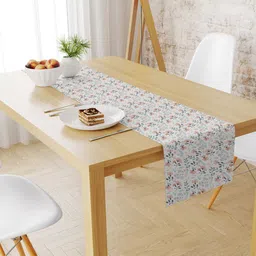 STYBUZZ White Floral Printed Table Runner-13