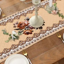 Dakshya Industries Beige & Green Printed Table Runner-1