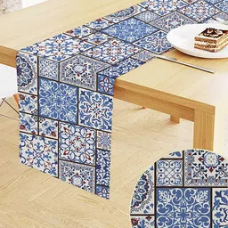 STITCHNEST Blue & White Printed Table Runner-49