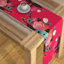 AEROHAVEN Red & Pink Printed Floral Table Runner-24