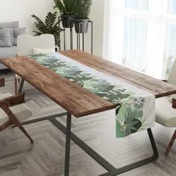 Tasseled Home Green & White Forest  Printed Rectangular Table Runner image 1