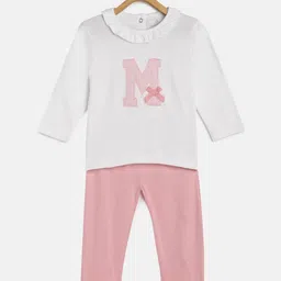 METRO KIDS COMPANY Girls White & Pink Organic Cotton Sustainable Self Design T-shirt with Pyjamas-image-17