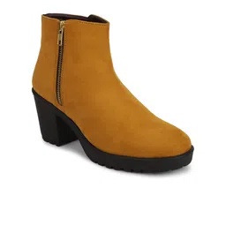 Bruno Manetti Woman Camel Brown Suede Block Heeled Boots-1