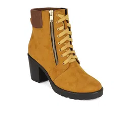 Bruno Manetti Camel Brown Suede Block Heeled Boots-0