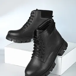 The Roadster Lifestyle Co. Women Black Textured Heeled Mid-Top Regular Boots-image-19