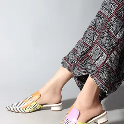 Denill Printed Block Heeled Mules-52