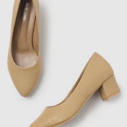 Marc Loire Textured Pointed Toe Block Heeled Pumps-image-24