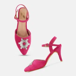 ZENVO Embellished Detail Slim Heeled Pumps-57