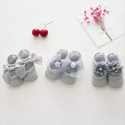 SYGA Infants Pack of 3 Pure Cotton Bow Detailed Socks-image-32