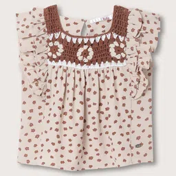 ELLE Floral Printed Square Neck Flutter Sleeve Top-image-18