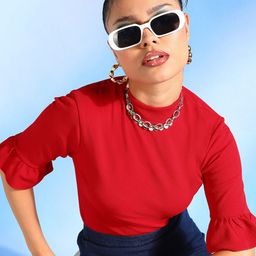 Veni Vidi Vici High Neck Bell Sleeves Top-image-82
