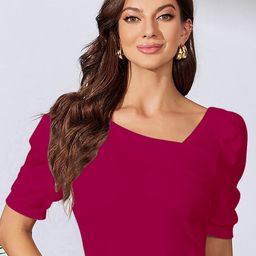 Dream Beauty Fashion V-Neck Puff Sleeves Top-picture-21