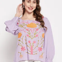 Ruhaans Floral Print Puff Sleeve Top-image-44