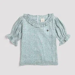 Tiny Girl Floral Printed Puff Sleeves Top-picture-52