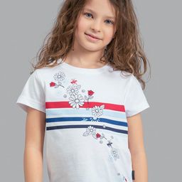 Beverly Hills Polo Club Girls White & Red Floral Printed T-shirt-image-93