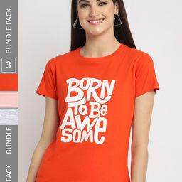 Fabflee Pack Of 3 Typography Printed Cotton T-shirt-picture-46