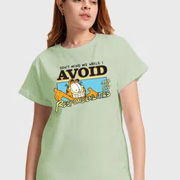 Bewakoof x OFFICIAL GARFIELD MERCHANDISE Graphic Printed Boyfriend T-shirt-image-11