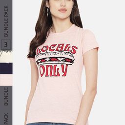 Fabflee Pack Of 3 Typography Printed Cotton T-shirt-image-117