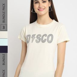 Fabflee Pack Of 3 Typography Printed Cotton T-shirts-image-112