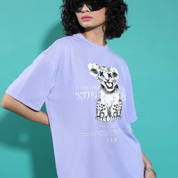 Tokyo Talkies Lavender Graphic Printed Drop-Shoulder Oversized T-shirt-image-62