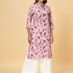 RANGMANCH BY PANTALOONS Floral Printed Mandarin Collar Straight Kurta-image-28
