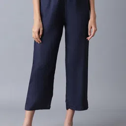 WISHFUL Women Blue Cropped Straight Fit Palazzos-19