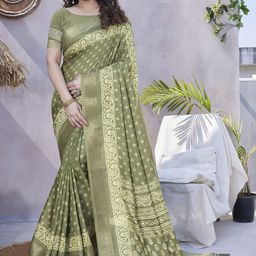 MIRCHI FASHION Batik Zari Block Print Saree-image-85