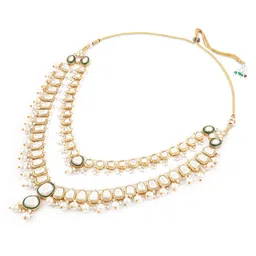 Zaveri Pearls Gold Plated Kundan Studded & Pearls Beaded Jewellery Set image 3