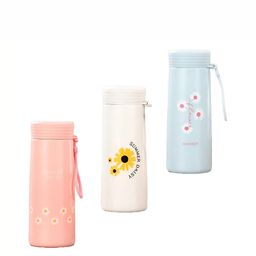 WELOUR Pink & White 3 Pieces Glass Water Bottles 400ml-58