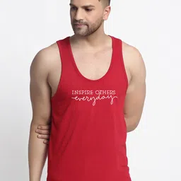 Friskers Men Maroon Printed Pure Cotton Innerwear Gym Vests-image-94