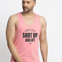 Friskers Men Coral Shut Up And Lift Printed Innerwear Vests-image-16