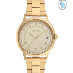 ESPRIT Women Bronze-Toned Embellished Dial & Gold Toned Stainless Steel Bracelet Straps Analogue Watch ES1L181M2065-image-11