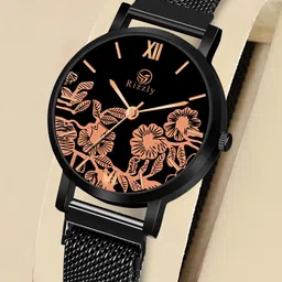 Septem Women Black Printed Dial & Black Stainless Steel Bracelet Style Straps Analogue Watch-image-58