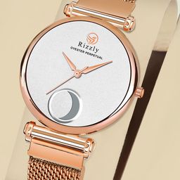 Septem Women White Dial & Rose Gold Toned Stainless Steel Bracelet Style Straps Analogue Watch-image-82