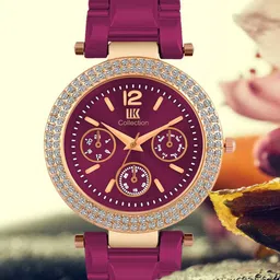 IIK COLLECTION Women Embellished Dial & Stainless Steel Bracelet Style Straps Analogue Watch IIK-3192W-19