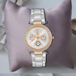 IIK COLLECTION Round Studded Dial Stainless Steel Bracelet Chain Strap Analogue Watch-image-73