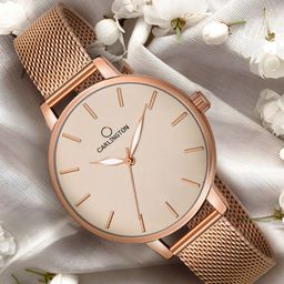 CARLINGTON Women Rose Gold-Toned Dial Stainless Steel Bracelet Style Straps Analogue Watch-20